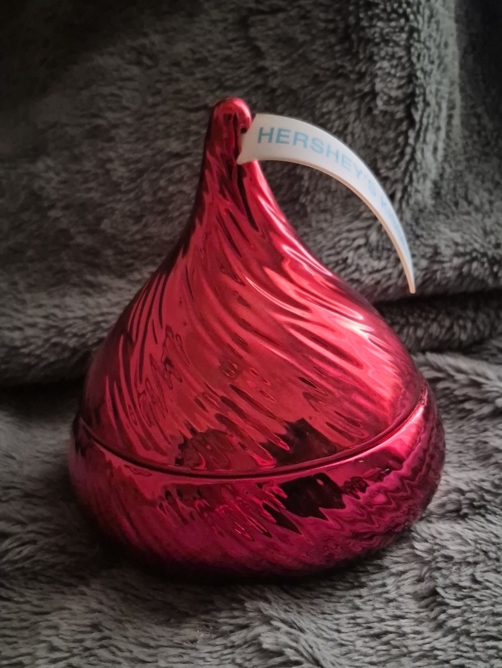 Metallic Red Hersey Kiss-Shaped Decor Jar